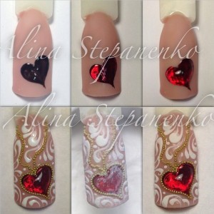 Nail design Valentin nap