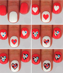 Nail design Valentin nap