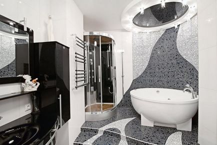 fürdőszoba tervezés, modern stílus jellemzői a belső fotó