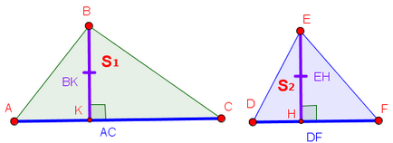 Ha a magassága a háromszög egyenlő, akkor kezelik őket, mint az alapnégyzet