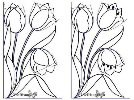 Hogyan kell felhívni a tulipán a vázában ceruza szakaszaiban