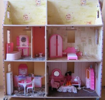 Hogyan készítsünk egy házat Barbie baba a saját kezével különböző anyagokból