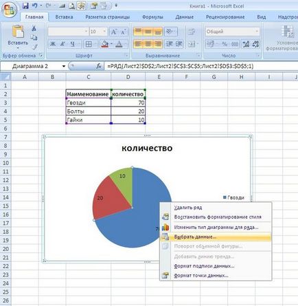 Hogyan készítsünk egy kördiagram az Excel