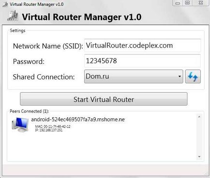 Hogyan hozzunk létre egy virtuális wi-fi router segítségével egy virtuális router kezelő program