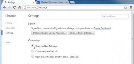 Hogyan lehet eltávolítani a Google Chrome nyitó oldal