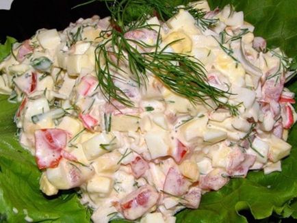 Rák saláta uborka megfelelő receptet egy fotó