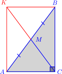 Medián a derékszögű háromszög átfogója hívni