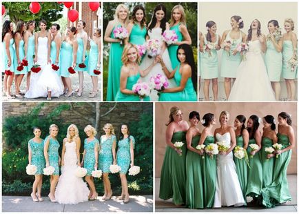 Menta esküvő vagy esküvői menta színű - tervezési ötletek, a kép a menyasszony és a vőlegény, fotó