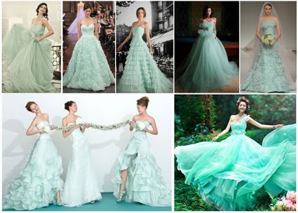 Menta esküvő vagy esküvői menta színű - tervezési ötletek, a kép a menyasszony és a vőlegény, fotó