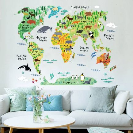 Tapéta a falon térképen a világ politikai, a legszebb, olyan országok nagy, a szoba kártya