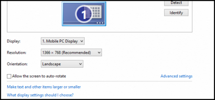 Kikapcsolása Automatikus forgatás képernyő a Windows 8