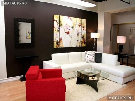 Szabályok és tervezési ötletek a falak a nappaliban (fotó)
