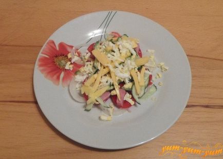 Recept saláta uborka, paradicsom, sajt, kolbász és sonka