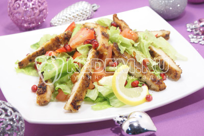 Saláta csirkével és zöldségek - a recept egy fotó