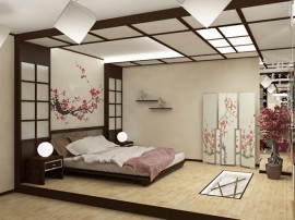 Hálószoba a japán stílusú, design, belső, fotó, videó
