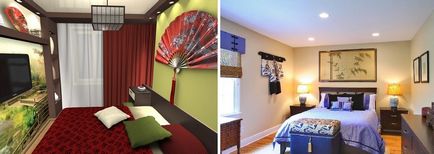 Hálószoba a japán stílusú, fotó, design belső saját kezűleg, design függöny, kisbútorok,
