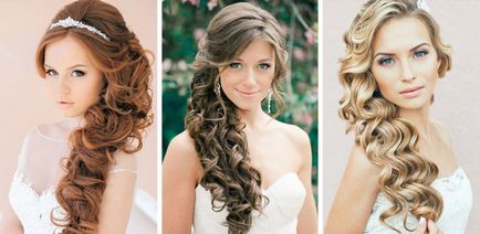 Esküvői frizurák fürtök közép- és hosszú laza haj