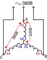 Áramútrajza egyfázisú motor 220 volt a kondenzátorral