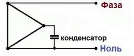 Áramútrajza egyfázisú motor 220 volt a kondenzátorral