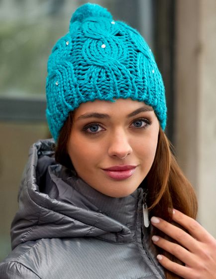 Tanulás divat kötött sapka pom-pom (pompon sapka kötés) Tanulni kötött díszes kalap pompom