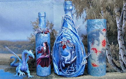 Vázák palack kezével Master Class műanyag és üveg kézműves
