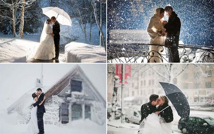 Téli esküvő fotózásra - az ötlet a szabadban, fotó és videó