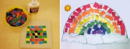 Gyermekek rátét a színes papír a kezével kiválasztási mikron