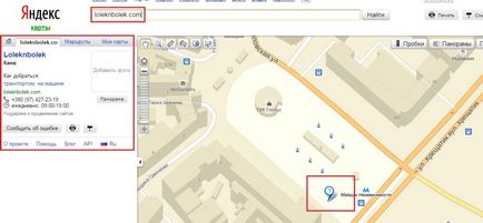 Hogyan adhatok szervezet a térképen Yandex