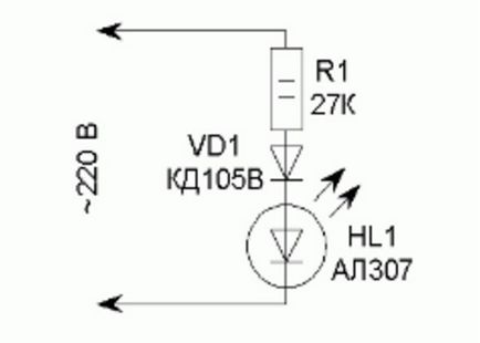 Hogyan lehet csatlakozni a LED-ek 220 egy egyszerű áramkört