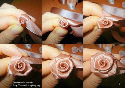 Hogyan tegyük egy rózsát a szalagot a kezét lépésről lépésre fotó