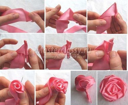 Hogyan tegyük egy rózsát a szalagot a kezét lépésről lépésre fotó