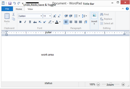 A WordPad az elválasztó lapok