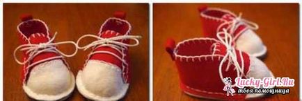 Cipő babák, hogyan lehet a saját kezében kötött cipő saját kezűleg a termelési