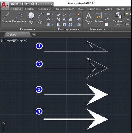 A vágott és hogyan kell csinálni a nyíl az AutoCAD