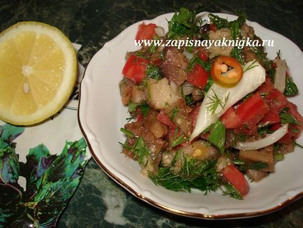 Padlizsán saláta és paradicsom