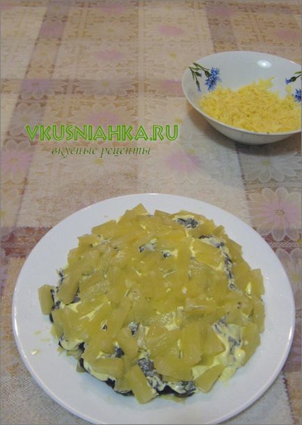 Saláta csirke gomba ananász sajt, csirke saláta recept ananász sajt, finom receptek