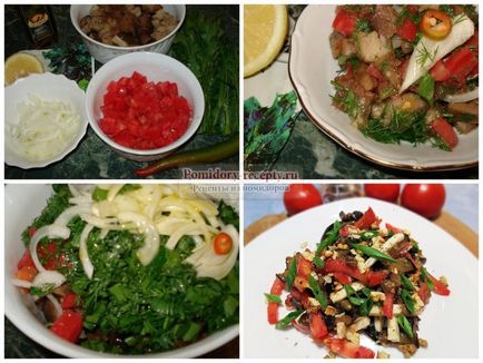 Saláta padlizsán és paradicsom arany receptek fényképpel