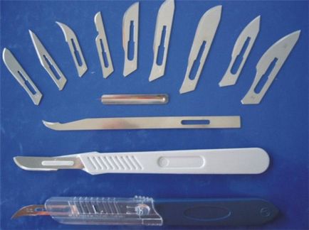Sebészeti szike - típusú kések, tervezési és címkézés