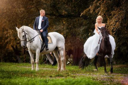 Esküvői fotózást lovakkal - fényképek és ötletek menyasszony, nagy (esküvők a világon)
