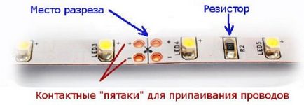 LED-csík az akkumulátor áramkör kapcsolatot használati