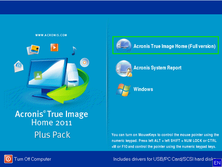 Acronis True Image Home 2011 plus csomag helyreállítási funkciót eltérő