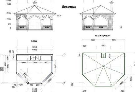 Pavilonok kezüket nyitott és zárt rajzok, méretek, programok, projektek és tervek pavilonok