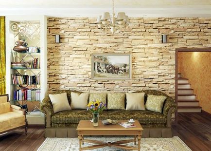 Dekorációs kövek belsőépítészet (fotó) jellemzői, előnyei, jellemzői dekoráció