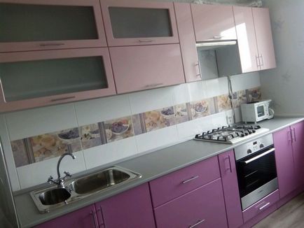 Lila konyha tervezés, a színek kombinációja (70 valós fotó), konyha tervezés, belsőépítészet, javítás, fotók