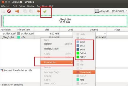 Formázása flash linux, losst (sudo install gparted) Formázása pendrive-ot linux, losst