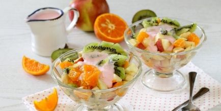 Gyümölcs saláta joghurtos receptek fotókkal, kalória