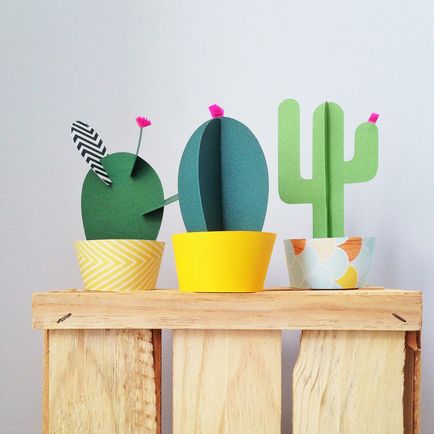 Hogyan készítsünk kaktusz papírból és kartonból kezük