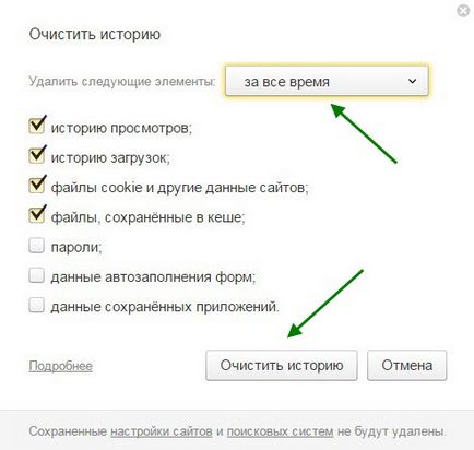 Hogyan lehet eltávolítani a Yandex főoldalán előzmények, könyvjelzők, ötletek