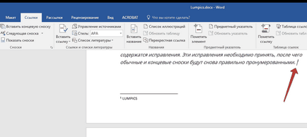 Mint egy lábjegyzet Szó (a lap „link” csoport „Notes”) Hogyan készítsünk egy lábjegyzet a Word
