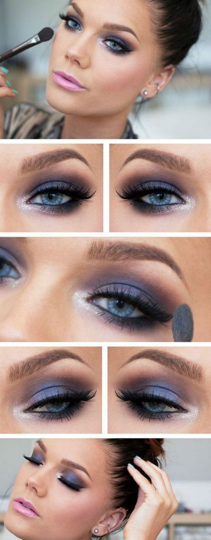 Smink Smokey Eyes kék szem, lépésről-100 fotó